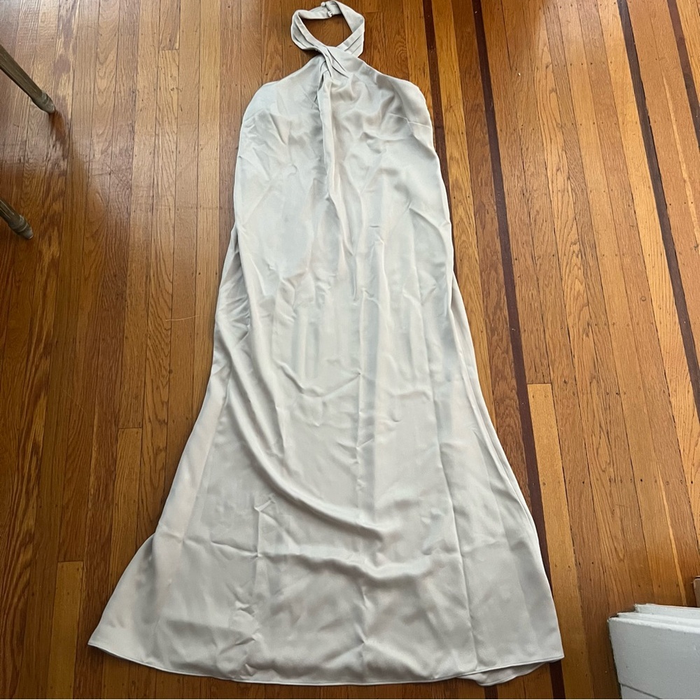 BHLDN Ruby Twist Halter Satin Gown champagne 16 NWT Anthropologie wedding dress - Picture 3 of 8